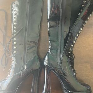 Pleaser Stripper 5” Black Platform Boots Heels Exotic Dancer Size 9 Zip Up